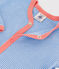 Babies' Stripy Organic Cotton Sleepsuit BRASIER blue/MARSHMALLOW grey