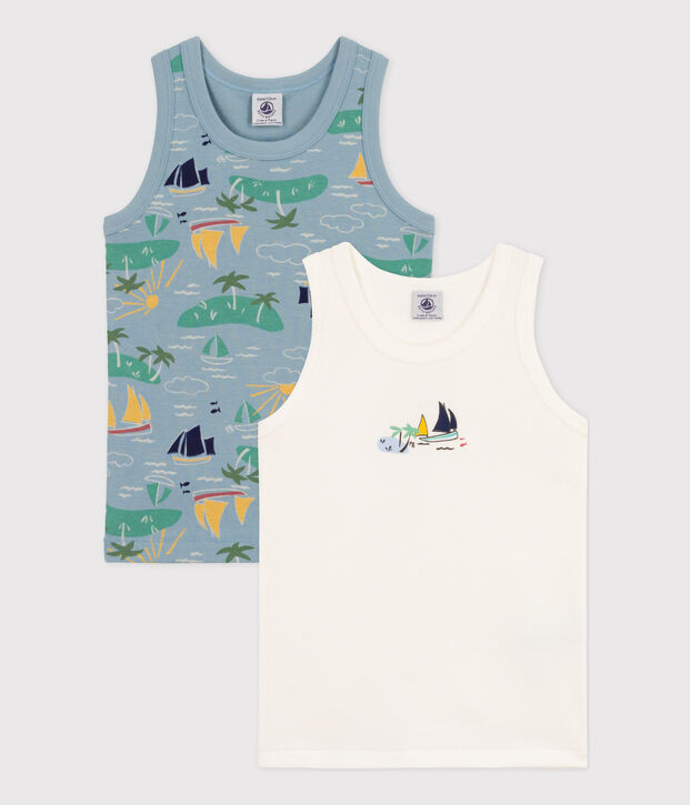 Boys' Explorer Patterned Cotton Vests - 2-Pack multicolor