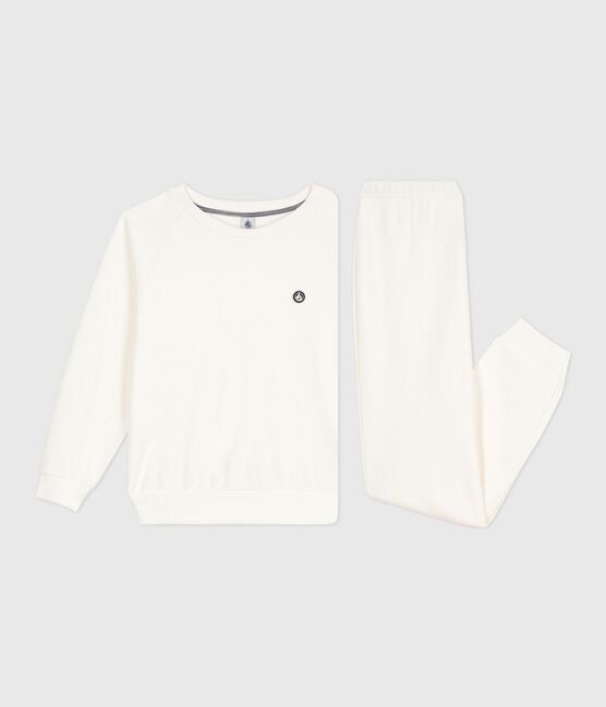 Women's plain cotton terry pyjamas MILK Ecru