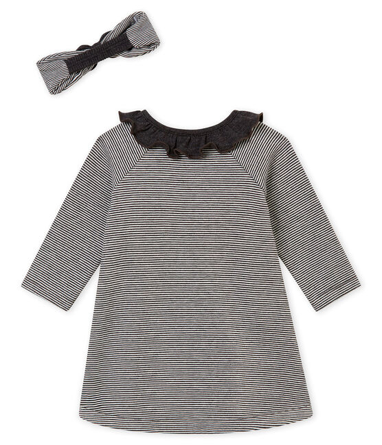 Baby girl's striped dress and headband variante 1
