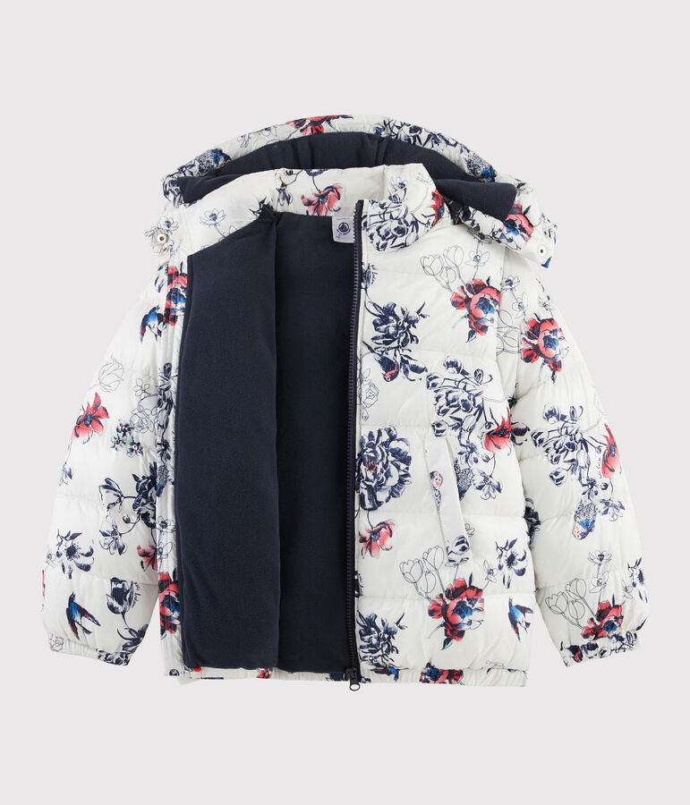 Girls' puffer jacket COQUILLE beige/MULTICO white