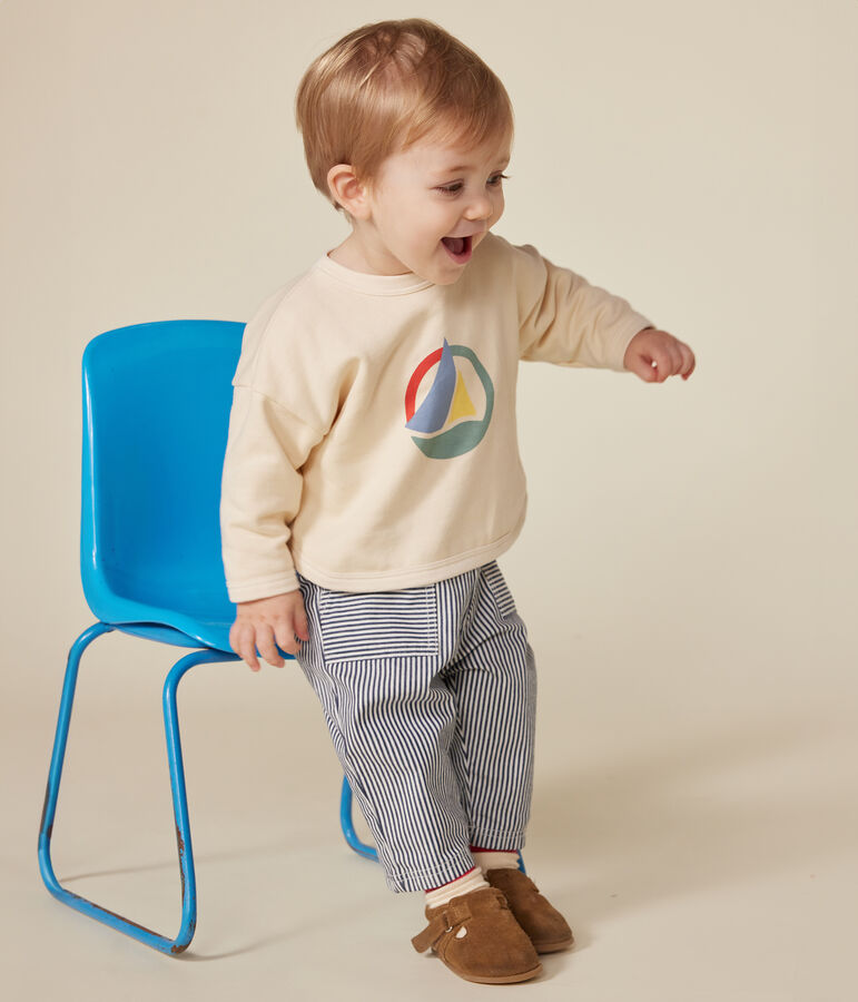 Babies' fleece sweatshirt Ecru