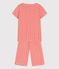 Girls' Floral Short-Sleeved Organic Cotton Pyjamas PAPAYE pink/MARSHMALLOW