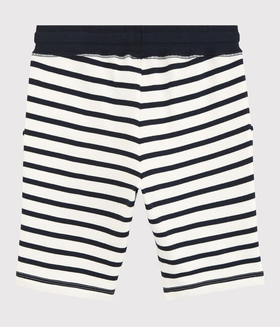 Boys' Cotton Bermuda Shorts MARSHMALLOW white/SMOKING blue