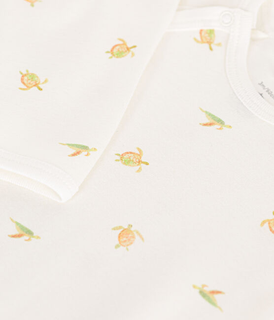 Babies' Cotton Pyjamas MARSHMALLOW white/MULTICO white