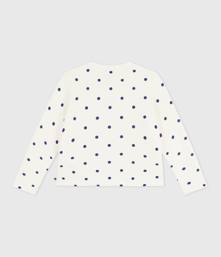 Children's spotted print cotton cardigan Ecru/blue