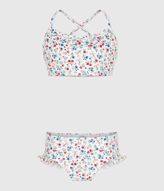 Children's two-piece floral swimsuit MARSHMALLOW white/MULTICO white