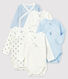 Babies' Long-Sleeved Wrapover Organic Cotton Bodysuits - 5-Pack