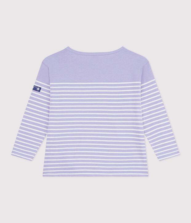 Children's cotton Breton top purple/ecru