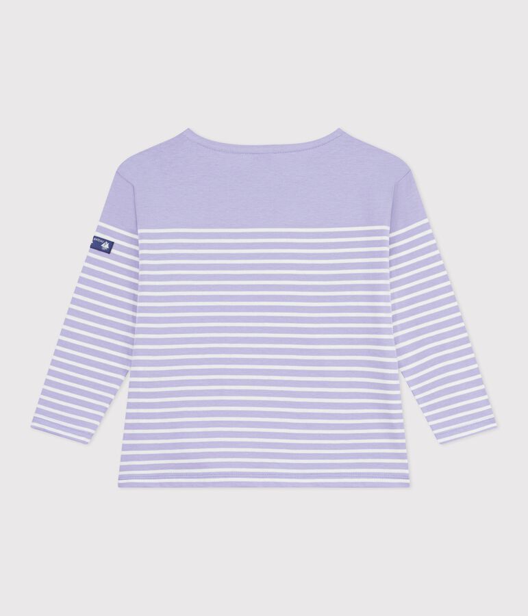 Children's cotton Breton top purple/ecru