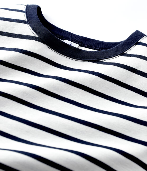 Women's Iconic Organic Cotton Round Neck T-Shirt MARSHMALLOW white/SMOKING blue