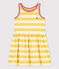 Girls' Sleeveless Stripy Cotton Dress ORGE yellow/MARSHMALLOW white