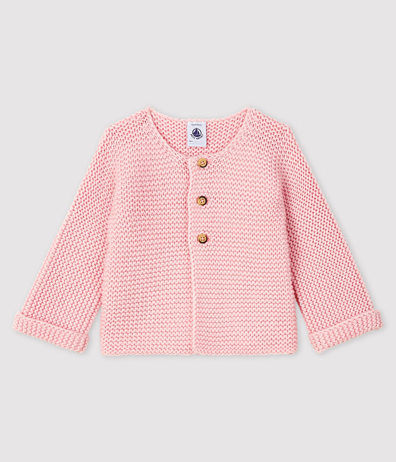 Baby girl's wool and cotton mix cardigan pink