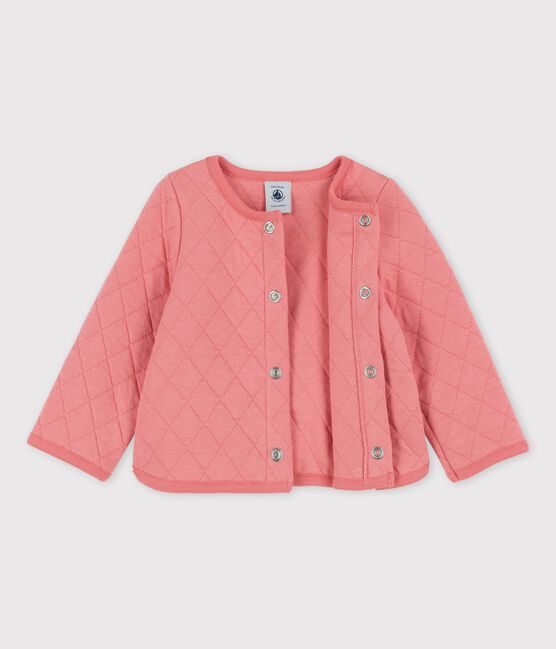 Babies' Quilted Tube Knit Cardigan PAPAYE pink
