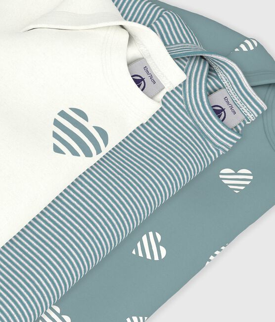 Pack of babies' long-sleeved heart-print cotton bodies variante 1