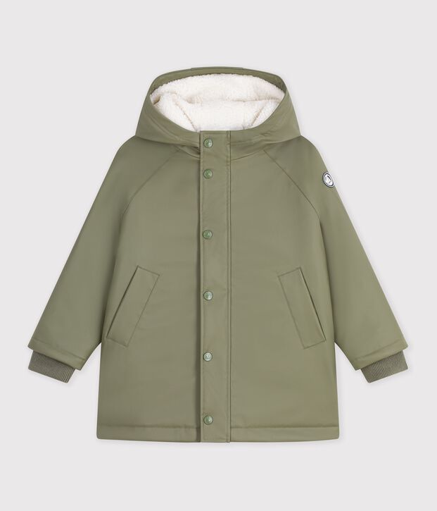 Children's plain winter raincoat OLIVINE