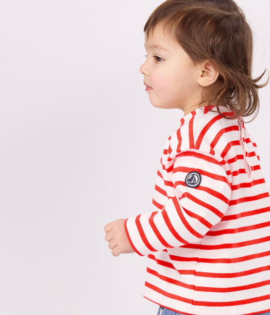 Baby sailor top in thick cotton FLEUR pink/SPICY