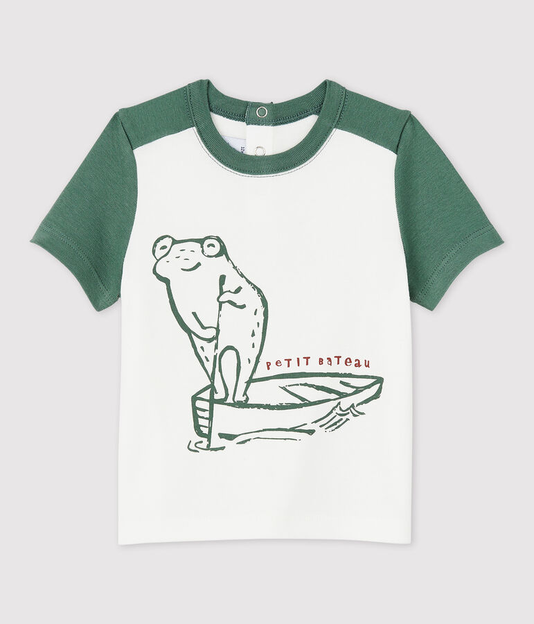 Baby Boys' Short-Sleeved Cotton T-Shirt white/green