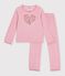 Children's velour pyjamas with a heart motif pink
