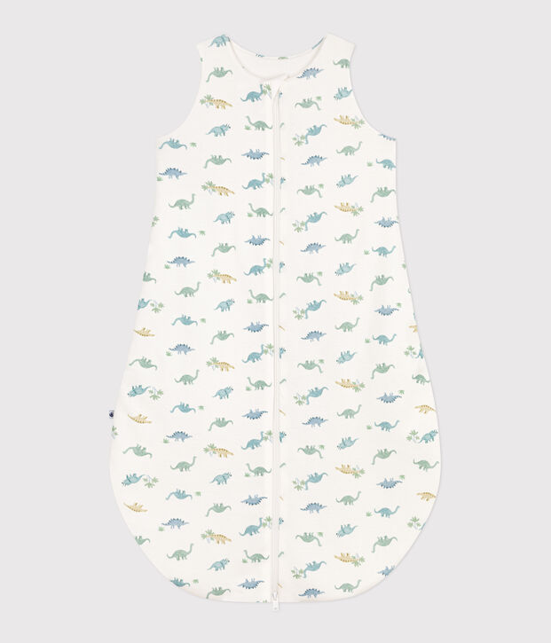 Babies' 2 TOG dinosaur patterned cotton sleeping bag white/multicolor