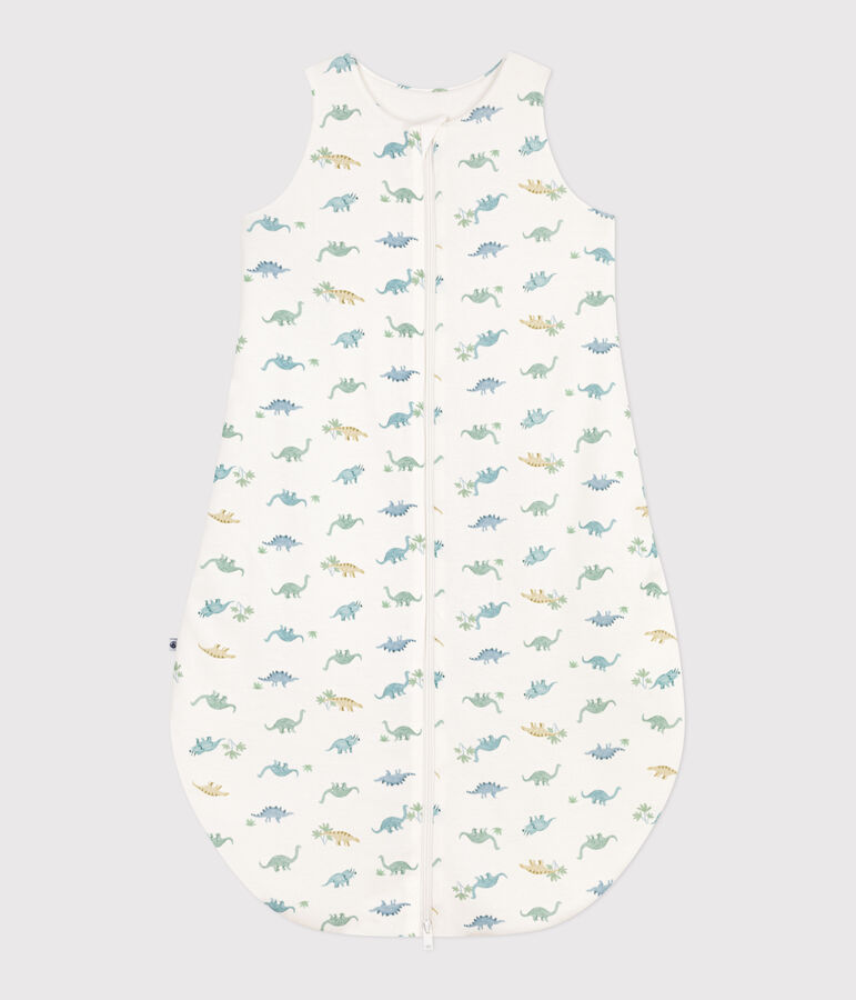 Babies' 2 TOG dinosaur patterned cotton sleeping bag white/multicolor