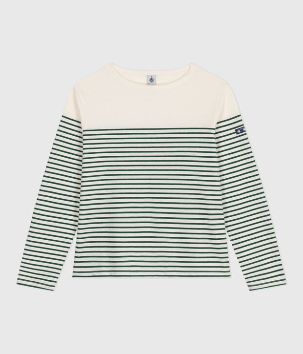 Women's cotton Breton T-shirt top green/green