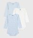 Pack of babies' long-sleeved star-print cotton bodies