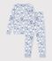 Children's snug-fitting printed cotton pyjamas blue/multicolor