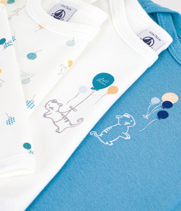 Lot de bodies manches longues en coton imprim&eacute; multicolor