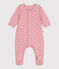Babies' bodyjama in small heart print tube knit CHARME pink/MARSHMALLOW white