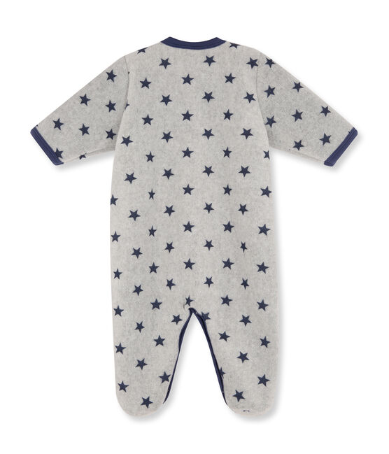 Baby boy's printed warm fleece coveralls SUBWAY grey/LOGO blue