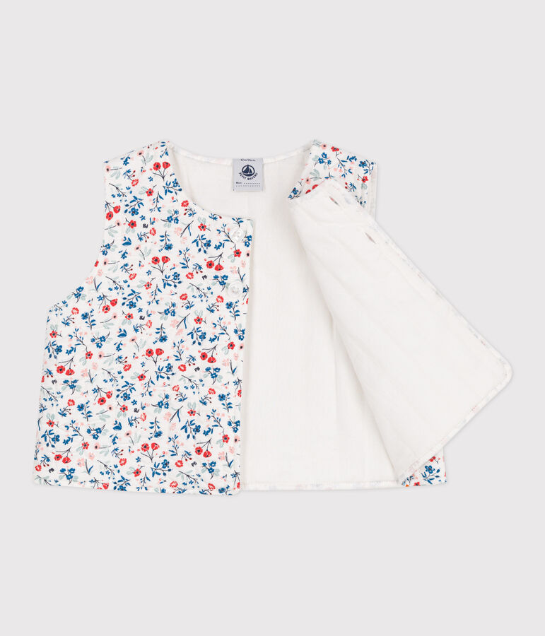Babies' sleeveless floral print poplin jacket white/multicolor