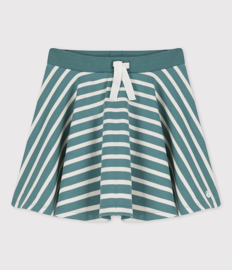 Girl's Cotton Skirt green/ecru