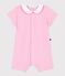Babies short cotton jumpsuit with hearts embroidered on the collar MARQUISE pink