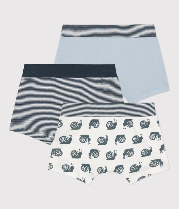 Boys' Snail Patterned Cotton Boxer Shorts - 3-Pack multicolor
