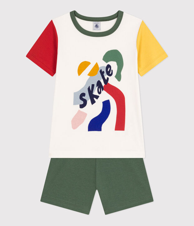 Children's Plain Short Cotton Pyjamas white/multicolor