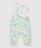 Baby Girls' Fleece Dungarees. POUSSIERE grey/MULTICO white