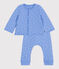 Babies' two-piece cotton outfit EDNA blue/MARSHMALLOW white