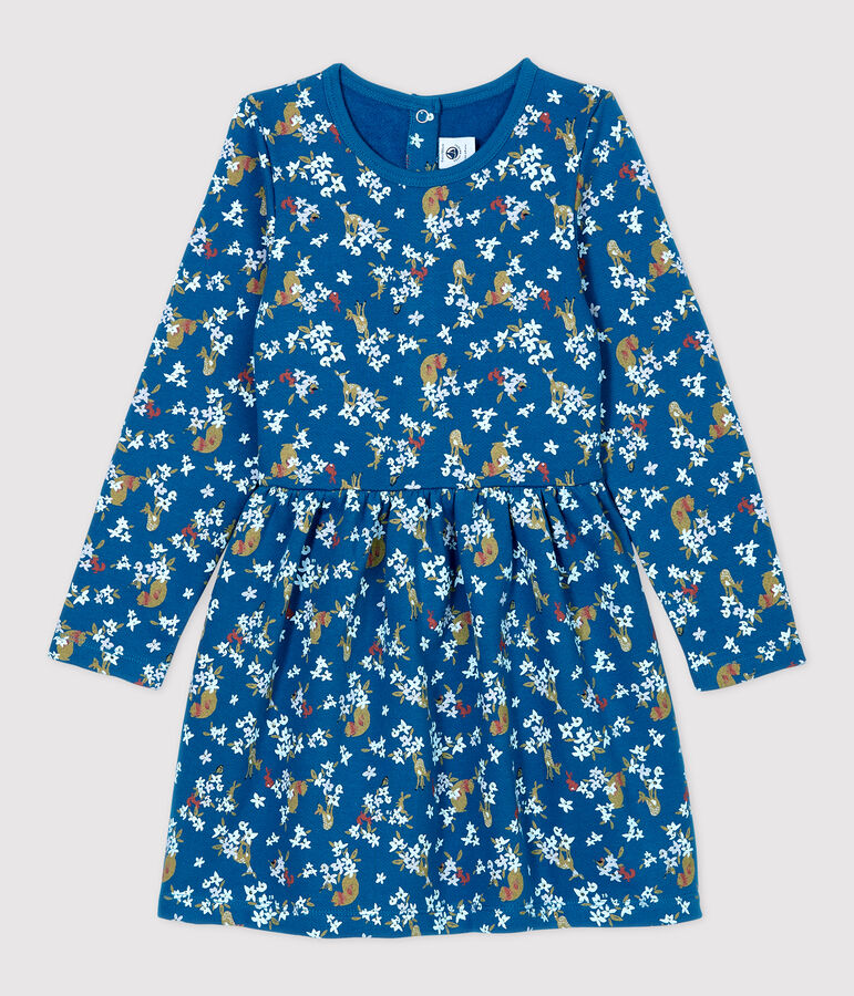 Girls' Long-Sleeved Fleece Dress MALLARD /MULTICO