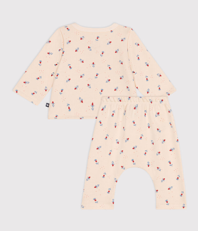 Babies' two-piece cotton outfit Ecru/multicolor