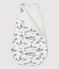 Babies' Rib Knit Toile de Jouy Paris Sleeping Bag MARSHMALLOW white/MEDIEVAL blue