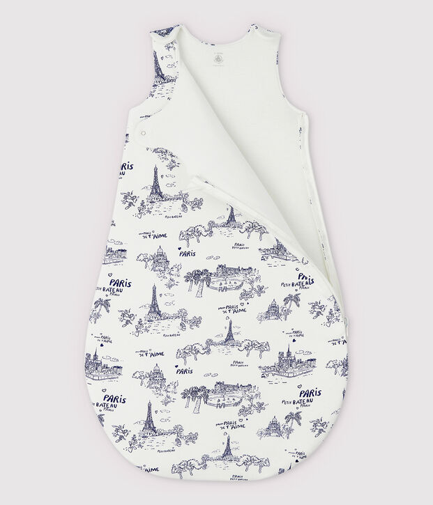 Babies' Rib Knit Toile de Jouy Paris Sleeping Bag white/blue