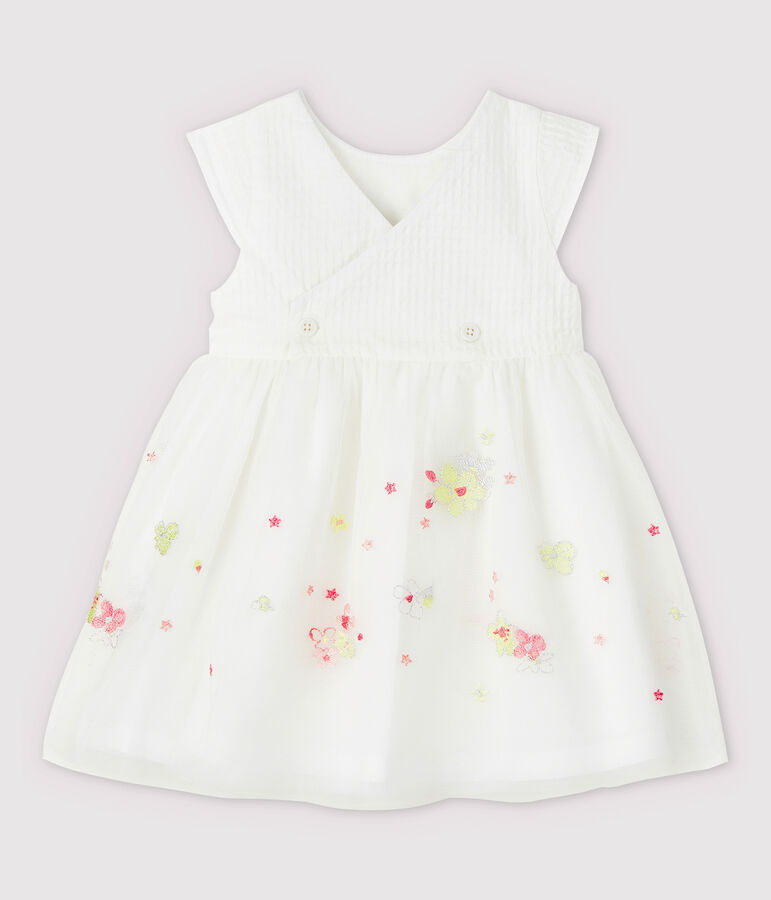 Baby Girls' Embroidered Tulle Formal Dress MARSHMALLOW white/MULTICO white