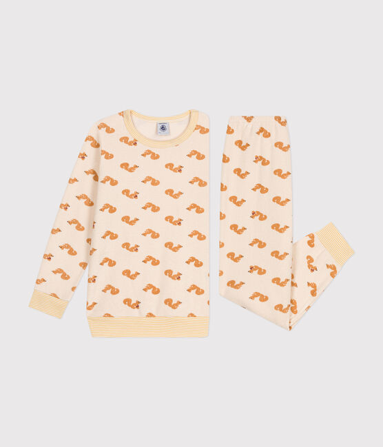 Children's squirrel print brushed terry towelling pyjamas AVALANCHE white/MULTICO