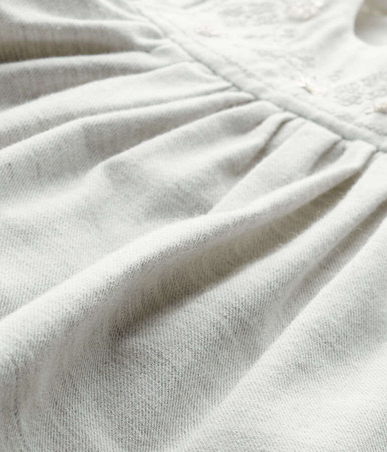 Baby girl's embroidered twill dress with bloomers GRIS CHINE grey