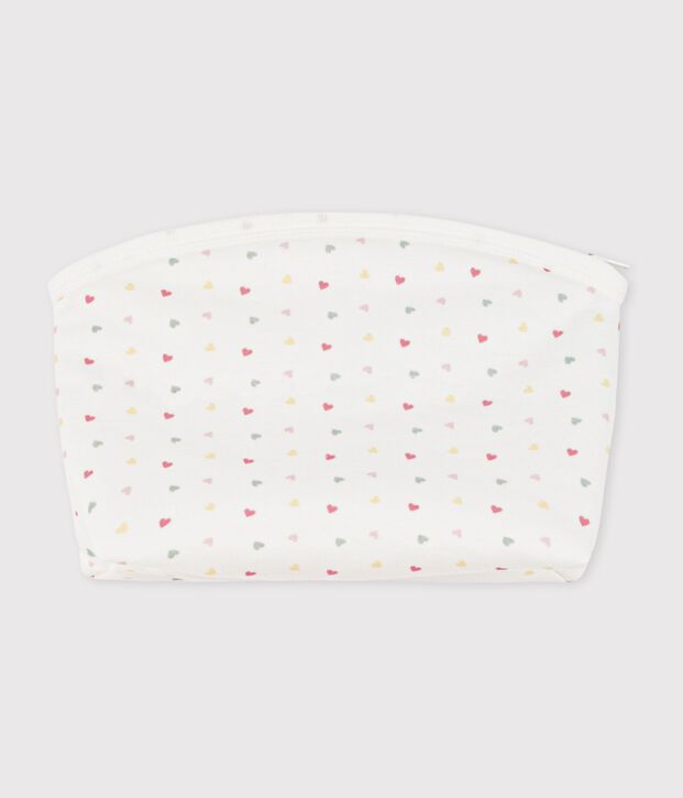 Babies' small heart-print cotton bag white/multicolor
