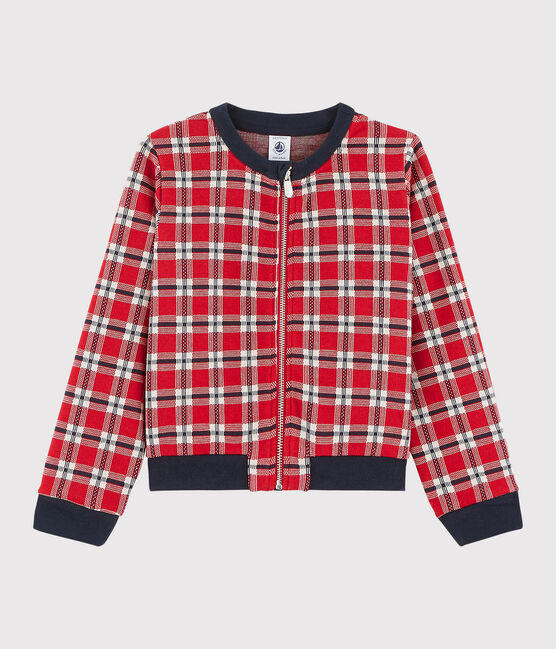 Girls' Checked Cardigan TERKUIT red/MULTICO white