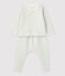 Babies' Organic Striped Tube Knit Clothing - 2-Piece Set MARSHMALLOW white/HERBIER