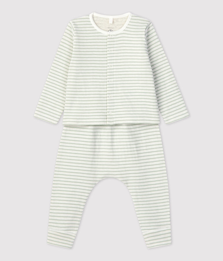 Babies' Organic Striped Tube Knit Clothing - 2-Piece Set white/green
