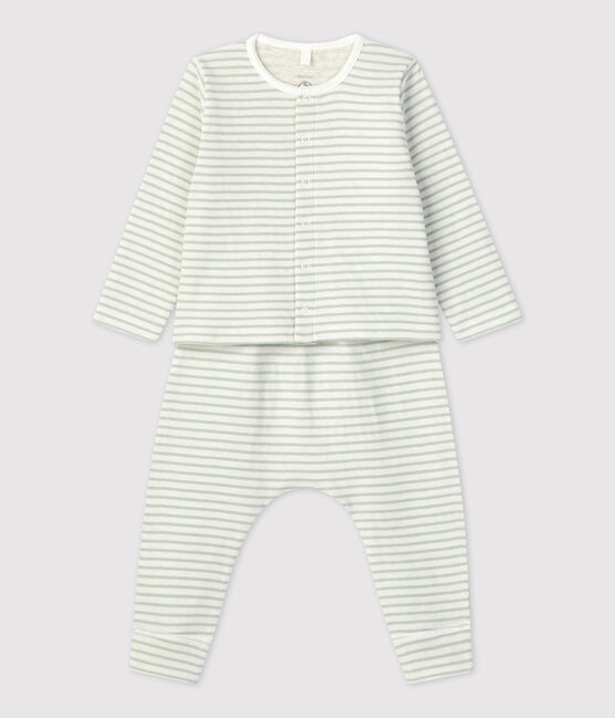 Babies' Organic Striped Tube Knit Clothing - 2-Piece Set MARSHMALLOW white/HERBIER